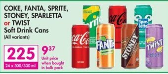 Makro Coke, Fanta, Sprite, Stoney, Sparletta or Twist Soft Drink Cans offer