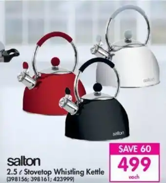 Makro Salton 2.5 ℓ Stovetop Whistling Kettle offer