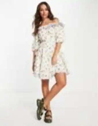 Asos Y.a.s ruffle detail mini dress in mixed floral offer