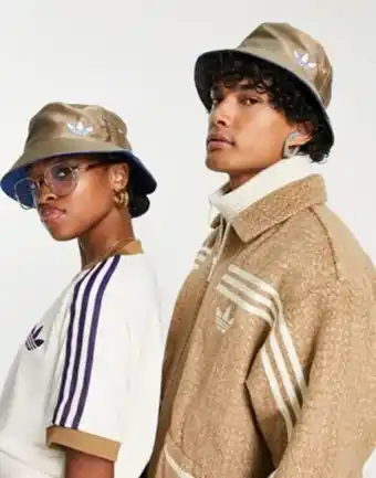 Asos Adidas originals 'adicolor 70s' unisex monogram bucket hat in brown offer