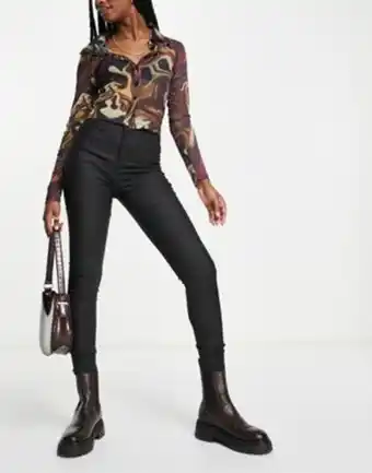 Asos River island coated high rise skinny jean in black offer