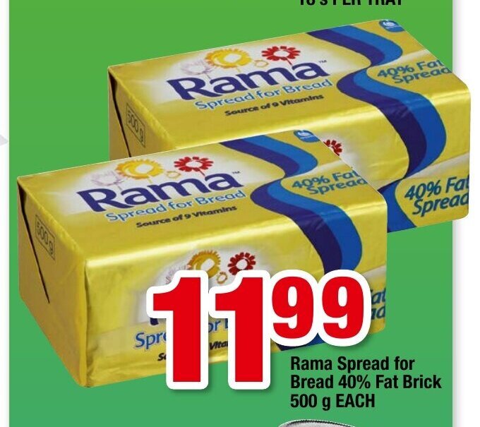 Rama Spread for Bread 40 Fat Brick 500g each offer at OK Foods