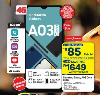Pick n Pay Samsung Galaxy A03 Core 32GB offer