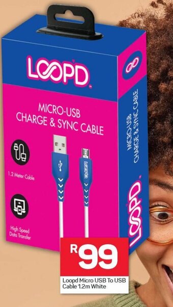 Loopd Micro USB To USB Cable 1.2m White