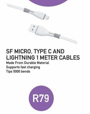 SF Micro, Type C and Lightning 1 Meter Cables