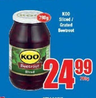 Koo Sliced / Grated Beetroot 780g