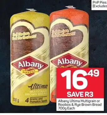 Pick n Pay Albany Ultima Multigrain or Rooibos & Eye Brown Bread 700g each offer