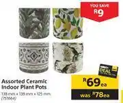 Builders Warehouse Assorted ceramic indoor plant pots-138mm x 138mm x 125mm each offer