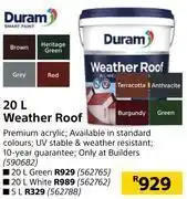 Builders Warehouse Duram 20l weather roof offer