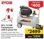 Builders Warehouse Ryobi 50l 1.5kw compressor with 5 piece kit c-2055k offer