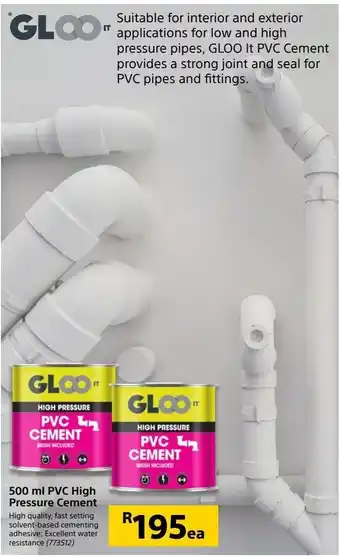 Builders Warehouse 500 ml pvc high pressure cement offer