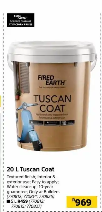 Builders Warehouse 20 l tuscan coat offer