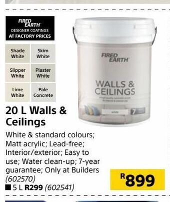 Builders Warehouse 20 l walls & ceilings offer