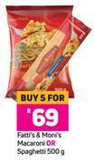 Game Fatti's & moni's macaroni or spaghetti-for 5 x 500g offer