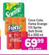 Game Coca cola, fanta orange or sprite soft drink-6 x 300ml per pack offer