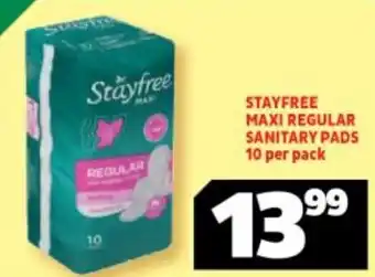 Usave Stayfree Maxi Regular Sanitary Pads 10 per pack offer