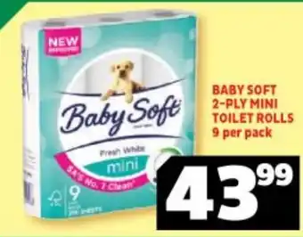 Usave Baby Soft 2-Ply Mini Toilet Rolls 9 per pack offer