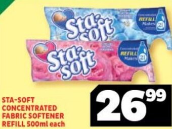 Usave Sta-Soft Concentrated Fabric Softener Refill 500ml each offer