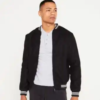Brave soul lancaster faux wool tipped bomber jacket black
