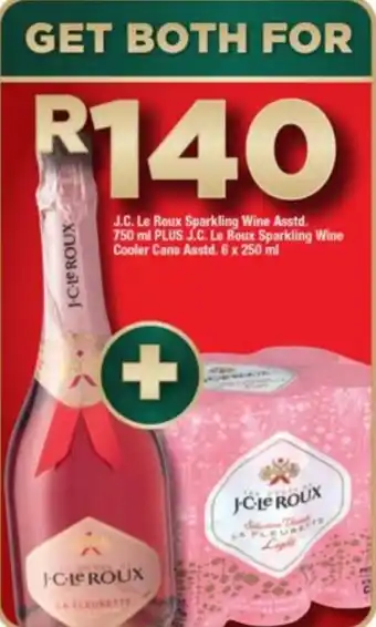 OK Liquor J.C. Le Roux Sparkling Wine Asstd. 750ml Plus J.C. Le Roux Sparkling Wine Cooler Cans Asstd. 6x250ml offer