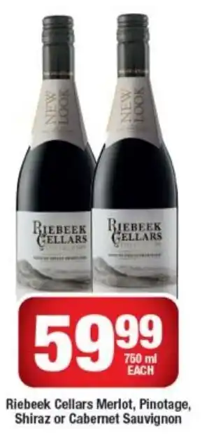 Reibeek Cellars Merlot, Pinotage, Shiraz or Cabernet Sauvignon