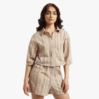 Women's stone co-ord soft anglaise shorts