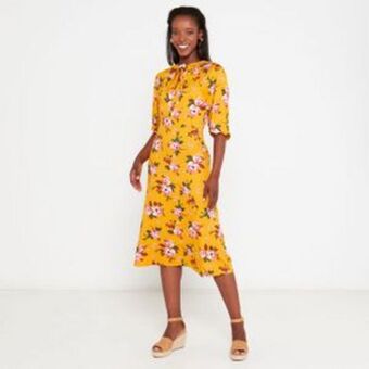 Zando Utopia batwing kitty bow maxi dress mustard floral offer