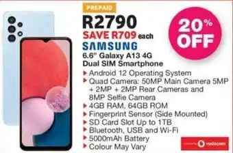 House & Home Samsung 6.6" Galaxy A13 4G Dual Sim Smartphone offer