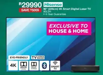 House & Home Hisense 90" (228cm) 4K Smart Digital Laser TV 90L5H offer