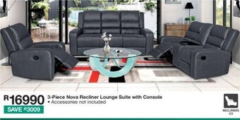House & Home 3-Piece Nova Recliner Lounge Suite with Console offer