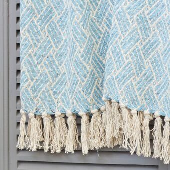 Cotton club weave throw - duck egg blue