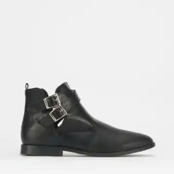 Zando Bata ladies black double buckle ankle boot offer