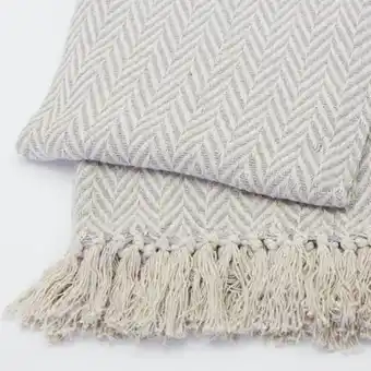 Cotton club ladder throw - light grey
