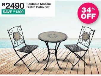 Foldable Mosaic Bistro Patio Set