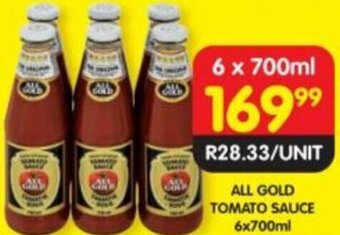 Shoprite All Gold Tomato Sauce 6x700ml offer