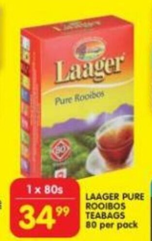 Shoprite Laager Pure Rooibos Teabags 80 per pack offer