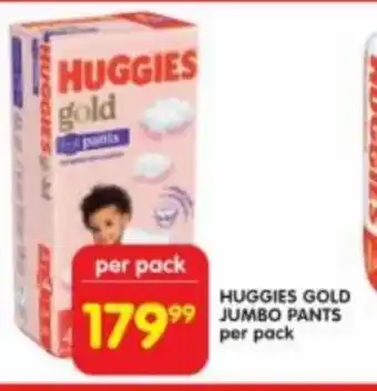 Shoprite Huggies Gold Jumbo Pants per pack offer