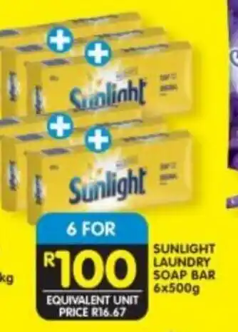 Shoprite Sunlight Laundry Soap Bar 6x500g offer