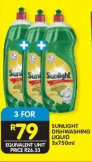 Shoprite Sunlight Dishwashing Liquid 3x750ml offer