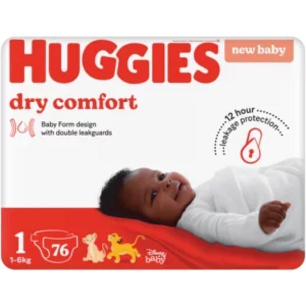 Huggies dry comfort size 1 disposable diapers 76 pack offer at Shoprite