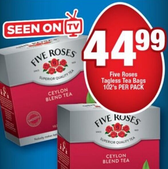 Five Roses Tagless Tea Bags 102s Per Pack Offer At Ok Foods