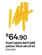 Leroy Merlin Natcare Yellow 10cm Set Of 45 Plant Labels offer