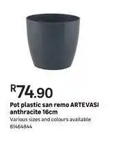 Leroy Merlin Artevasi Anthracite 16cm San Remo Plastic Pot offer