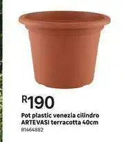 Leroy Merlin Artevasi Terracotta Venezia Cilindro Plastic Pot 40cm offer