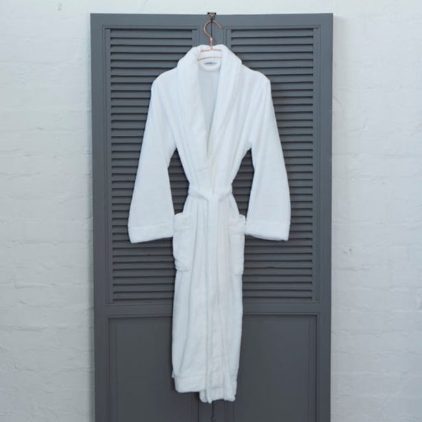 Micro fleece bathrobe white offer at Whitehouse