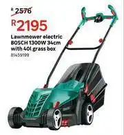 Leroy Merlin Bosch 1300W 34cm Electric Lawnmower With 40L Grass Box offer