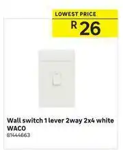Waco Wall Switch 1 Lever 2 Way 2 x 4 (White)