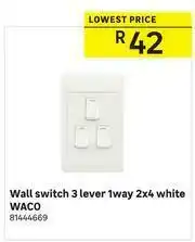 Waco Wall Switch 3 Lever 1 Way 2 x 4 (White)