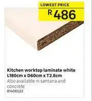 Leroy Merlin Kitchen Worktop Laminate (White) L180cm x D60cm x T2.8cm offer