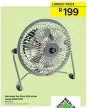 Leroy Merlin Equation Silver Metal 10cm 15W Mini Desk Fan offer